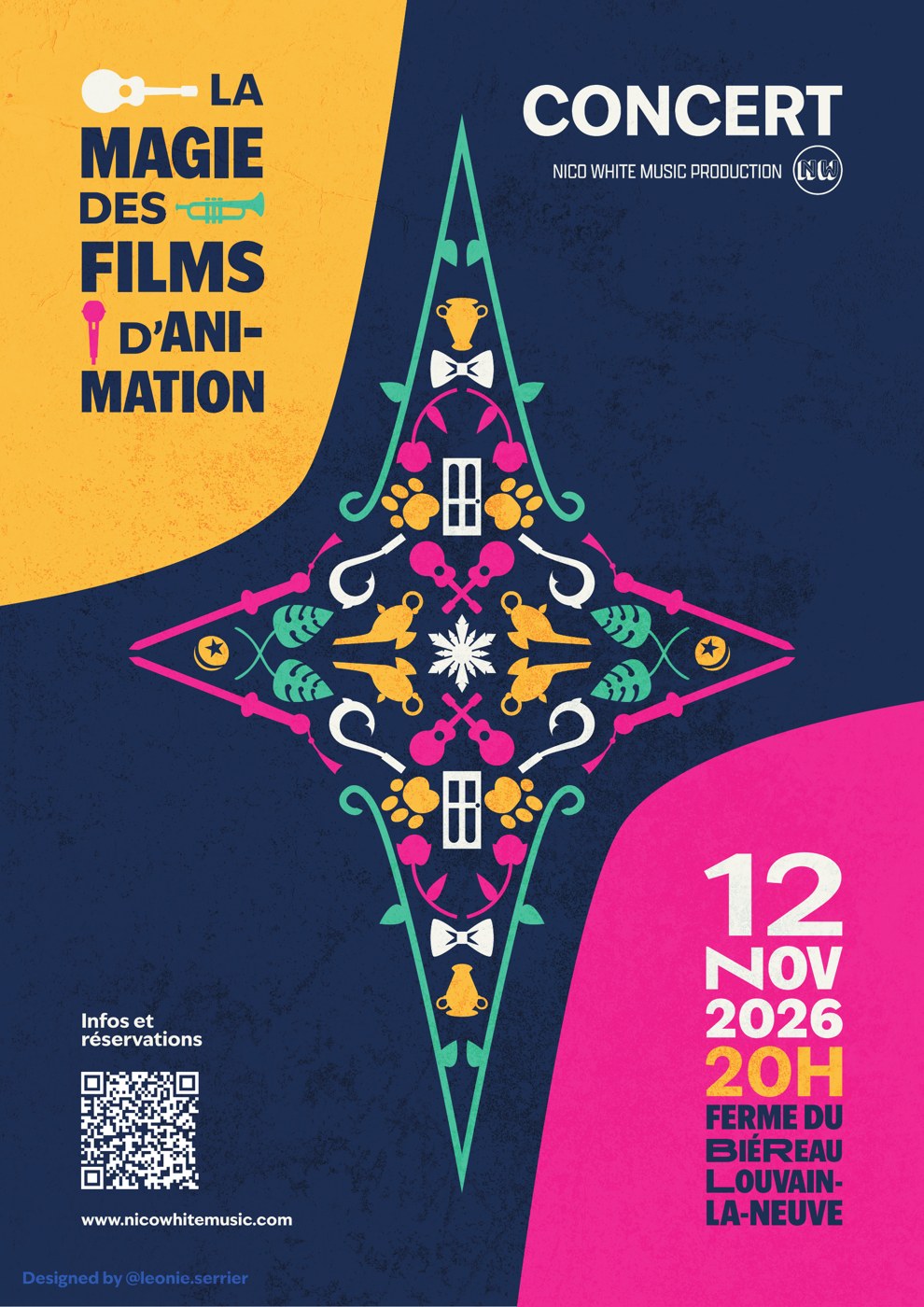 Affiche du concert La Magie des Films d'Animation, 12 novembre 2026 à 20 h, Ferme du Biéreau, Louvain-la-Neuve